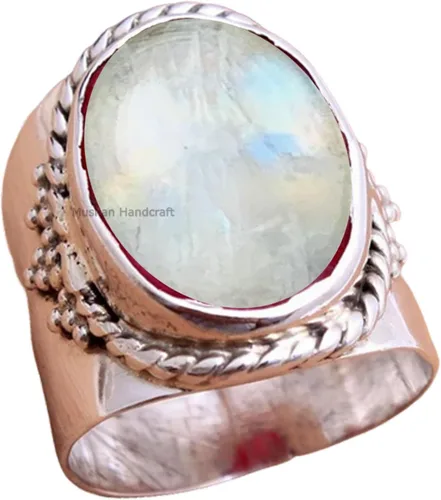 Miniatura 19 de Anillo de plata de ley 925 con piedras preciosas ovaladas auténticas, hecho a mano, hermoso regalo de Navidad para ella
