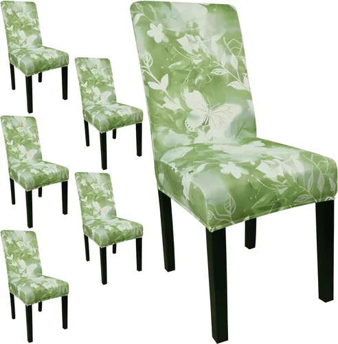 Miniatura 16 de JQinHome Juego de 8 fundas para sillas de comedor, fundas de alta elasticidad extraíbles y lavables, fundas protectoras de asiento para silla