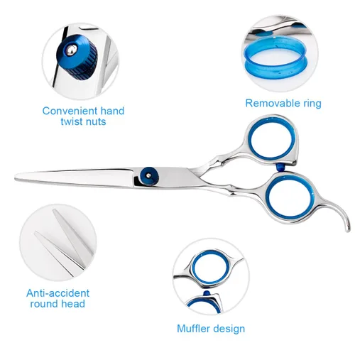 Miniatura 2 de Kit profesional de corte de pelo para el hogar, tijeras de corte de pelo para el hogar, peluquería, salón de peluquería, kit de tijeras de Azul