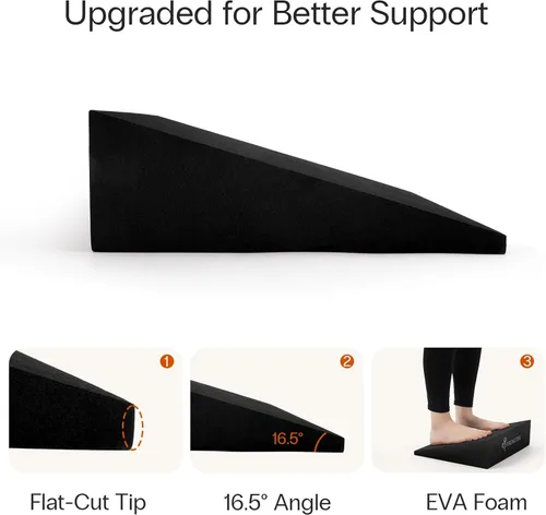 Miniatura 3 de StrongTek XL Foam Yoga Wedge Blocks, Black, Set of 2, 16.5° Incline, 13" × 12.75" × 3.75", for Yoga, Stretching, Squats & Physical Therapy