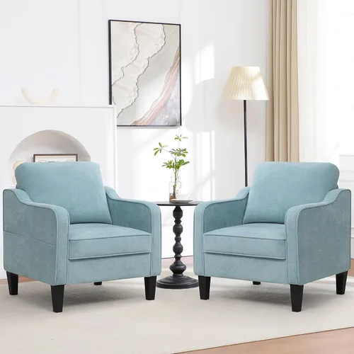 Miniatura 9 de Silla decorativa para sala de estar, silla de lectura moderna de mediados de siglo para dormitorio, sillón tapizado con bolsillos laterales, cómodo