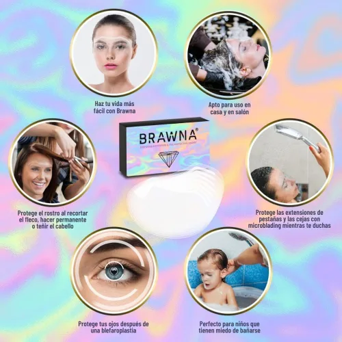 Miniatura 3 de BRAWNA Paquete de 50 viseras protectoras de ducha con bolsa de organza rosa para extensiones de pestañas, microblading, laminación de cejas, cirugía