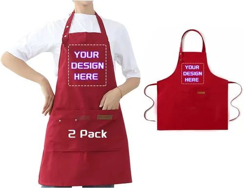 Miniatura 12 de BeautyWill Delantal personalizado personalizado para hombres y mujeres, delantal de cocina personalizado con bolsillos, nombre, texto, logotipo