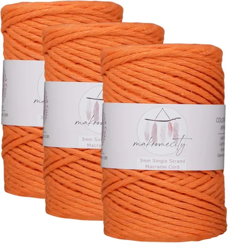 Miniatura 105 de Makromecity, Cordón de algodón para macramé de 1/8 pulgadas x 100 yardas (300 pies) Hilo de algodón verde crepé de 3 mm de un solo hilo para arte