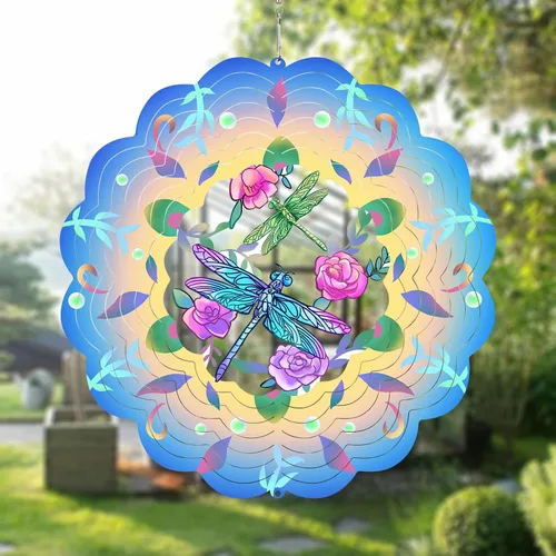 Miniatura 14 de Molinillos de viento de abeja colgantes en 3D, regalos de abeja para mujeres, mamá, abuela, papá, escultura cinética de viento de resorte de metal