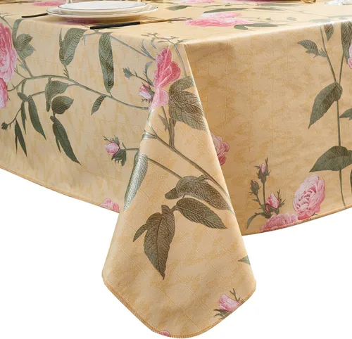 Miniatura 27 de LIBERECOO Mantel de vinilo resistente con reverso de franela, mantel de plástico impermeable a prueba de aceite, resistente a las manchas, lavable
