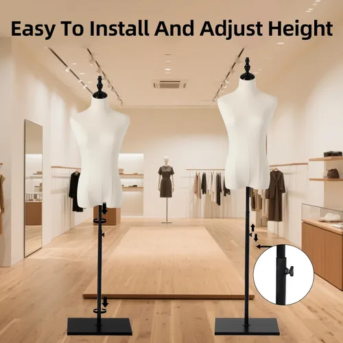 Miniatura 4 de Maniquí femenino, pantalones colgantes y faldas Maniquí de vestido con soporte, altura ajustable Torso para ropa, exhibición de joyas, costura, negro