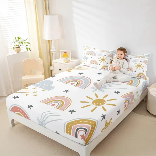 Miniatura 8 de Erosebridal - Juego de sábanas con mapa mundial tamaño TwinXL, juego de ropa de cama azul para niños y niñas, sábana bajera con mapa de varios
