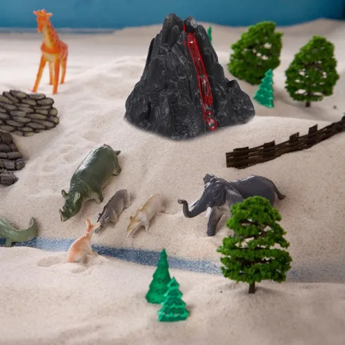 Miniatura 4 de Juguete de volcán, 10 piezas, kit de ciencia de volcán, modelo de erupción para niños de 4 a 6 años, simulación de dinosaurios, juguetes del mundo
