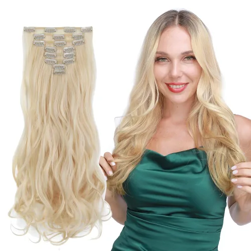 Miniatura 20 de S-noilite Extensiones de cabello sintético largo y lacio con clip de 23 a 26 pulgadas, 8 unidades, 18 clips, para mujeres, entrega de 2 a 5 días