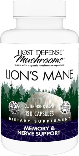 Miniatura 11 de Host Defense Mushrooms Lion's Mane - Cápsulas de suplemento para apoyo a la salud cerebral - Soporte de hongos para concentración y función