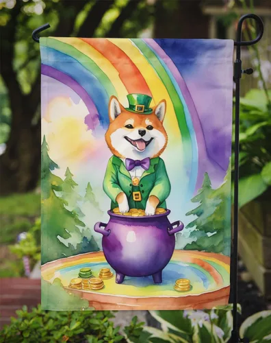 Miniatura 3 de Caroline's Treasures DAC5612GF Bandera de Shiba Inu para el Día de San Patricio, bandera decorativa para patio exterior, patio, parterres