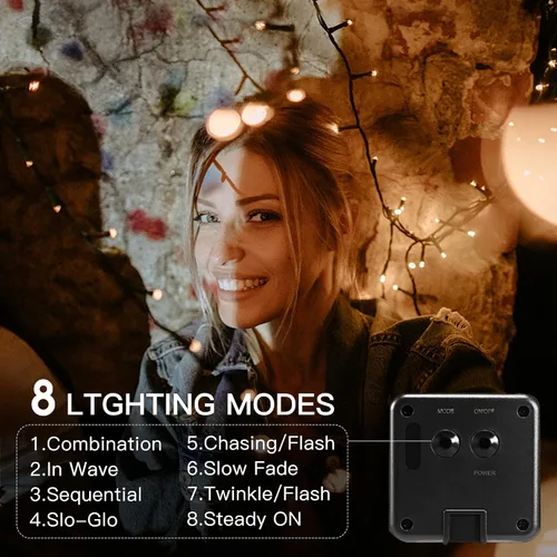 Miniatura 2 de Vimorg Guirnalda de luces solares para exteriores, paquete de 2 luces solares de Navidad de 79 pies, 200 LED, impermeables, con 8 modos
