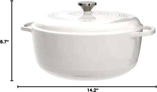 Miniatura 8 de Lodge 7.5 Quart - Horno holandés de hierro fundido esmaltado con tapa – Asas duales – Apto para horno hasta 500° F o en estufa - Úselo para marinar