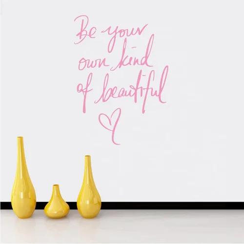 Miniatura 3 de Be Your Own Kind of Beautiful Calcomanías de pared de vinilo con refranes de arte rosa, calcomanías de pared para niñas, mujeres, dormitorio, sala