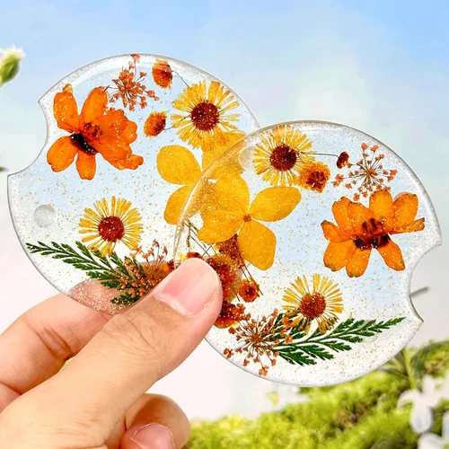 Miniatura 11 de Swooflia Portavasos para Portavasos de Coche con Flores para Mujeres - 2.75 Pulgadas Lindo Inserto de Resina Transparente para Portavasos de Bebidas