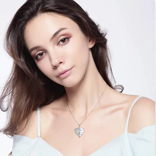 Miniatura 6 de YFN Collar de alas de ángel de la guarda con corazón en plata de ley, alas de ángel conmemorativas, joyería de condolencia para mujeres y niñas