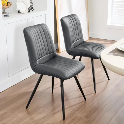 Miniatura 48 de Sillas de comedor, modernas sillas de comedor con cojines gruesos, sillas tapizadas de piel sintética para cocina, comedor con patas de metal