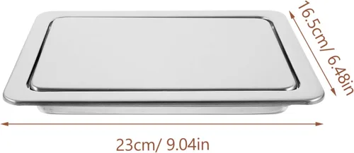 Miniatura 7 de Happyyami Tapa de bote de basura rectangular de acero inoxidable para encimera, tapa abatible empotrada, color plateado