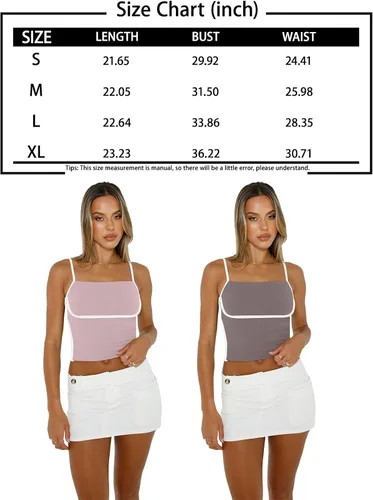 Miniatura 7 de Trendy Queen Camiseta sin mangas para mujer con tirantes delgados ajustables, linda camiseta corta para salir de verano