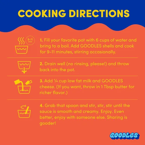 Miniatura 7 de Goodles Shella Good Pasta de Conchas y Queso Cheddar Blanco Envejecido – Repleta de Nutrientes con Queso Real, Fibra, Proteína, Prebióticos, Plantas