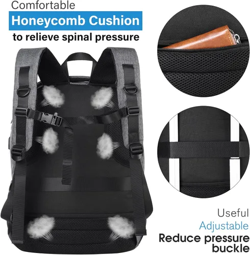 Miniatura 3 de Mochila escolar para libros, mochila de viaje, antirrobo, con puerto de carga USB, resistente al agua, para portátiles de 15.6 pulgadas para mayores