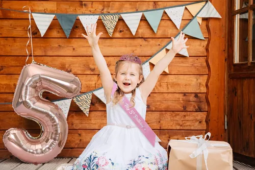 Miniatura 6 de Banda y Tiara de Cumpleaños de 5 Años con Vela, Banda de Cumpleaños de "Es Mi Cumpleaños" con Corona de Diamantes de Imitación y Globo para Niñas