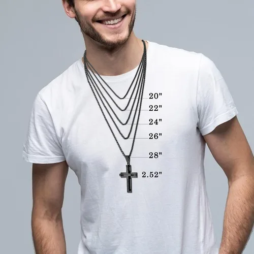 Miniatura 6 de YL Collar de cruz para hombre de acero inoxidable 316L con colgante grande de Jesucristo, color blancodoradonegro, cadena Rolo para 20, 22, 24, 26