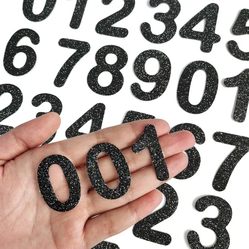 Miniatura 14 de 72 piezas de parches de letras y números para planchar con purpurina, parche bordado del alfabeto A-Z, números del 0 al 9 para chaquetas, mochilas