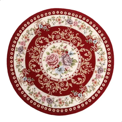 Miniatura 10 de Alfombra redonda floral de 2.6 pies, clásica, antideslizante, lavable a máquina, alfombra de cocina sostenible, alfombra tradicional para sala