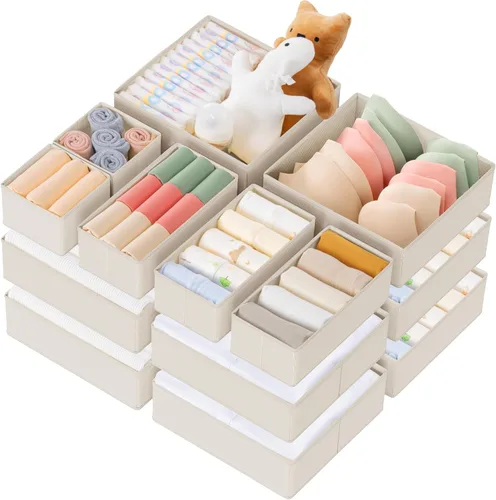 Miniatura 21 de Criusia Organizador de cajones de ropa, paquete de 21 organizadores de aparador para ropa de bebé, ropa interior, calcetines, organizadores Blanco