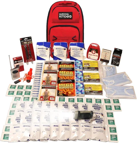 Miniatura 5 de Kit de supervivencia preparado para 1-4 personas, 72 horas para preparación ante desastres, bolsa de emergencia con alimentos y agua, primeros