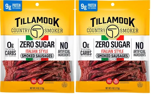 Miniatura 7 de Tillamook Country Smoker - Salchichas ahumadas sin azúcar, sabor jalapeño picante, 4 onzas (1 paquete) Salchichas ahumadas con madera dura