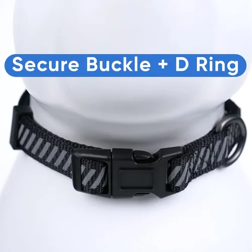 Miniatura 4 de Pawtitas Collar reflectante para perros y cachorros, collar de alta visibilidad con bandas reflectantes, collar ajustable para perro resistente