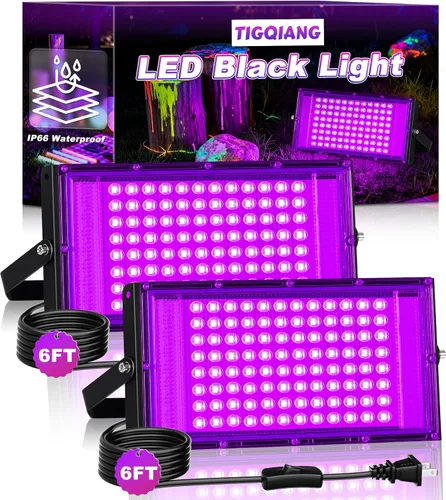 Miniatura 8 de Luz LED Negra de 100W IP66 Impermeable, Reflector de Luz Negra para Exteriores con Enchufe+Interruptor+Cable, para Halloween, Neón que Brilla