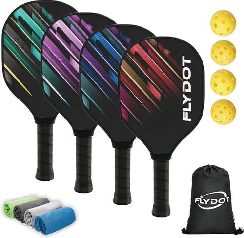 Miniatura 7 de Juego de 4 palas de pickleball, aprobadas por USAPA, 4 pelotas de pickleball para interiores y exteriores, bolsa de transporte, 4 toallas