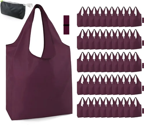 Miniatura 22 de BeeGreen Bolsas de comestibles reutilizables de Navidad con bolsa de almacenamiento con cremallera, paquete de 10 bolsas de compras reutilizables a