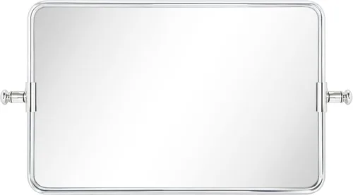 Miniatura 4 de TEHOME Espejo rectangular redondeado negro pivot-N-View para tocador de baño, espejo giratorio inclinable para tocador de esquina, 14 x 22 pulgadas