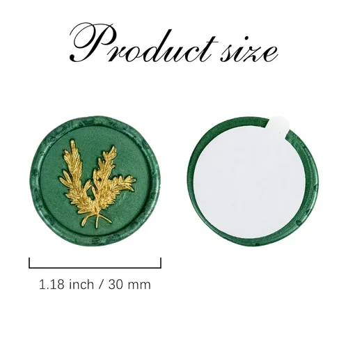 Miniatura 2 de 25 calcomanías de sello de cera doradas y verdes - Sellos de sobre hechos a mano, calcomanías de cera autoadhesivas para invitaciones de fiesta