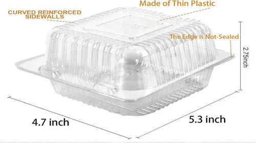 Miniatura 3 de Axe Sickle 50 unidades de contenedores desechables de plástico transparente con bisagras para llevar con tapa de concha, bandejas para llevar