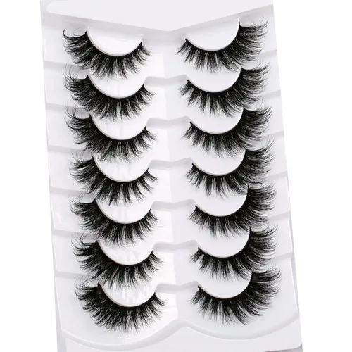 Miniatura 320 de Pooplunch - Pestañas postizas finas de visón sintético, estilo ojo de gato, naturales, cruzadas, tipo racimo, efecto 8D de volumen, tiras