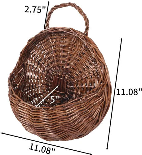 Miniatura 4 de JJSQYLAN JJSQ - Cesta de almacenamiento colgante de mimbre tejida a mano, decoración de pared para el hogar, jardín, boda, marrón, 14.2 x 11.8 x 4.7