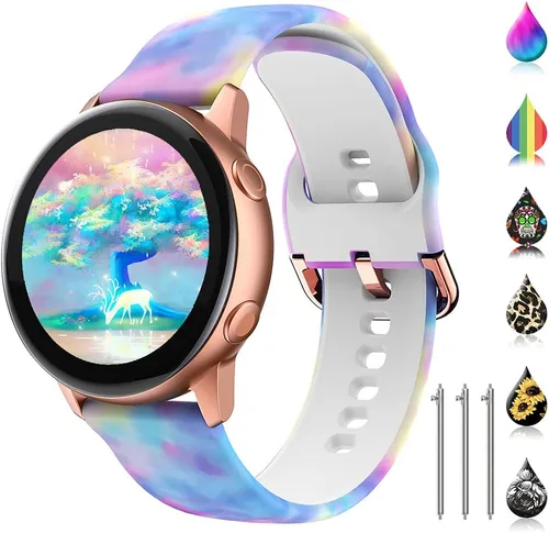 Miniatura 8 de Correas florales compatibles con Samsung Active 2, Watch Band de 1.575 pulgadas/1.732 pulgadas, Active Watch Band 1.575 pulgadas, correa de silicona