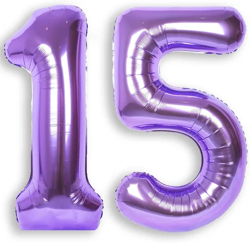 Miniatura 25 de Globo de número 0 de 40 pulgadas de RainbowQ Party, grande, color púrpura, para niños o niñas, números del 0 al 9, de papel de aluminio y Mylar