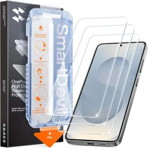 Miniatura 11 de SMARTDEVIL Paquete de 3 protectores de pantalla para Samsung Galaxy S24, compatible con lector de huellas dactilares, instalación rápida y fácil