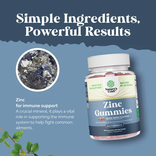 Miniatura 6 de Gomitas de zinc extra fuertes para adultos, suplementos de zinc masticables para mujeres y hombres para apoyo energético e inmunológico, vitaminas