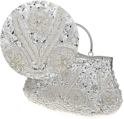 Miniatura 5 de TOTZY Bolsos de noche de lentejuelas rebordeadas 1920s bolso de embrague de boda fiesta noche monedero