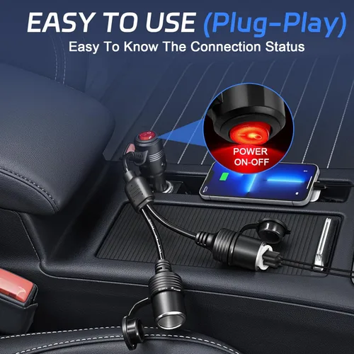 Miniatura 3 de Divisor de Encendedor de Cigarrillos, Divisor de 12 V, Adaptadores Duales de Encendedor de Cigarrillos para Coches, Enchufe de Encendedor