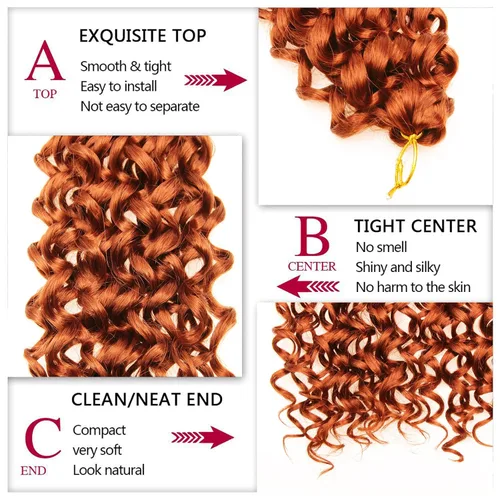 Miniatura 4 de GoGo Curl Crochet Hair 18 pulgadas onda de agua pelo sintético bohemio ganchillo trenzado jengibre onda profunda extensiones de cabello trenzado