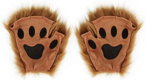 Miniatura 23 de Guantes de garra para disfraz de Halloween, medio dedo, lobo, oso, gato, guantes, guantes de piel sintética para mascarada, cosplay, utilería de mano